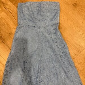 Strapless Lace A-Line Dress in periwinkle blue